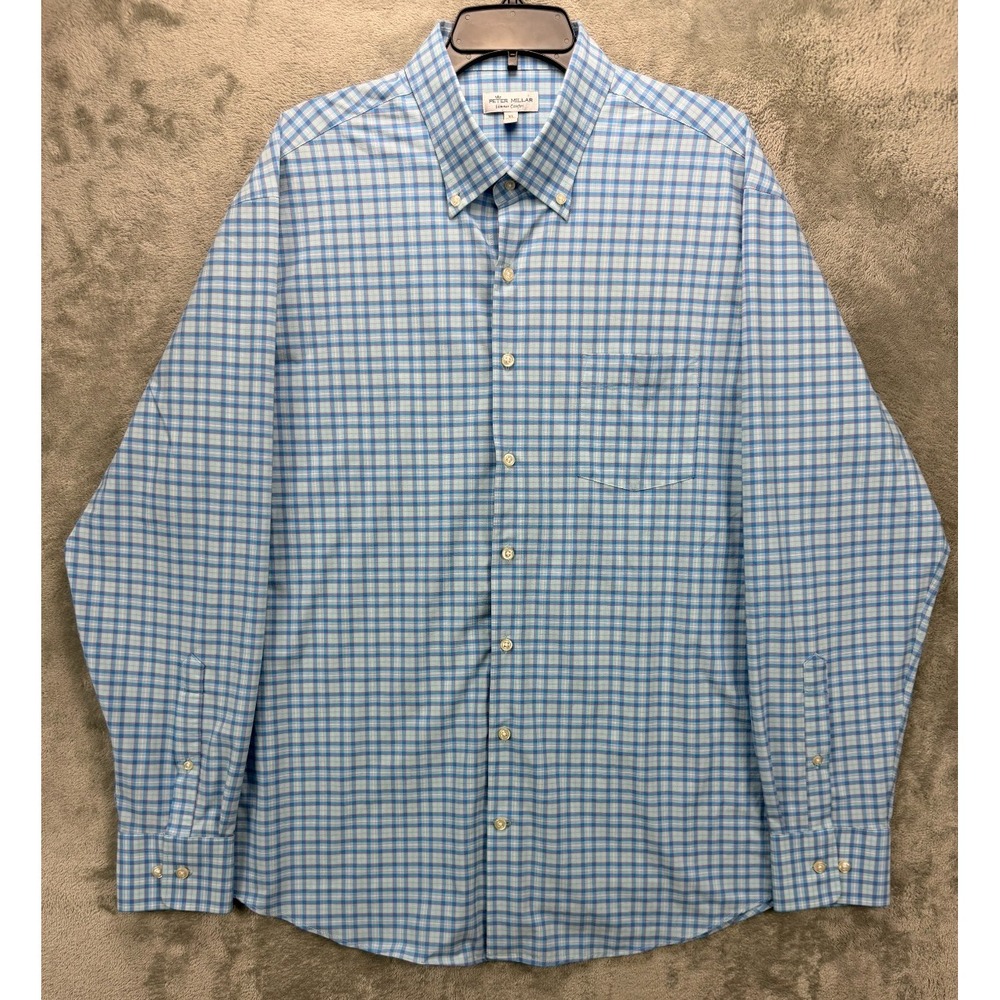 Peter Millar Summer‎ Comfort Shirt XL Performance Plaid Long Sleeve Button-Up